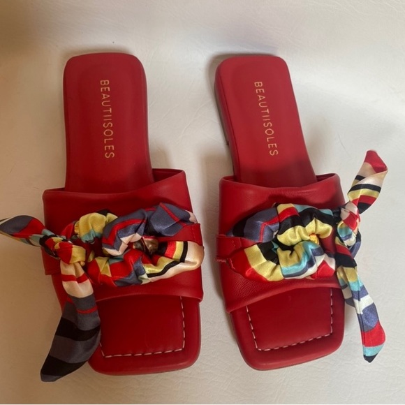 Beautisoles Shoes - Beautisoles Sally red leather slides